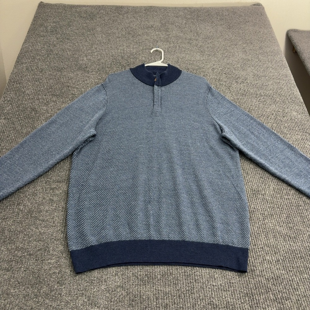 Vineyard Vines Sweater Mens XXL Blue Merino Wool Quarter Zip Mock Neck Preppy